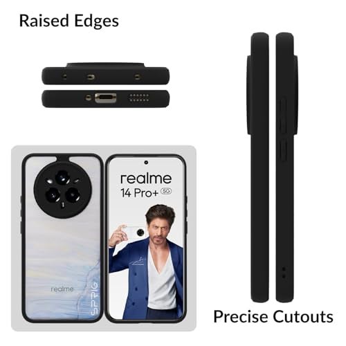 SPRIG Compatible with Realme 14 Pro Plus EdgeTone Back Cover Drop Tested Shock Proof Mobile Case for Men, Women, Boys and Girls with Camera Protection (Black Transparent) - Image 3