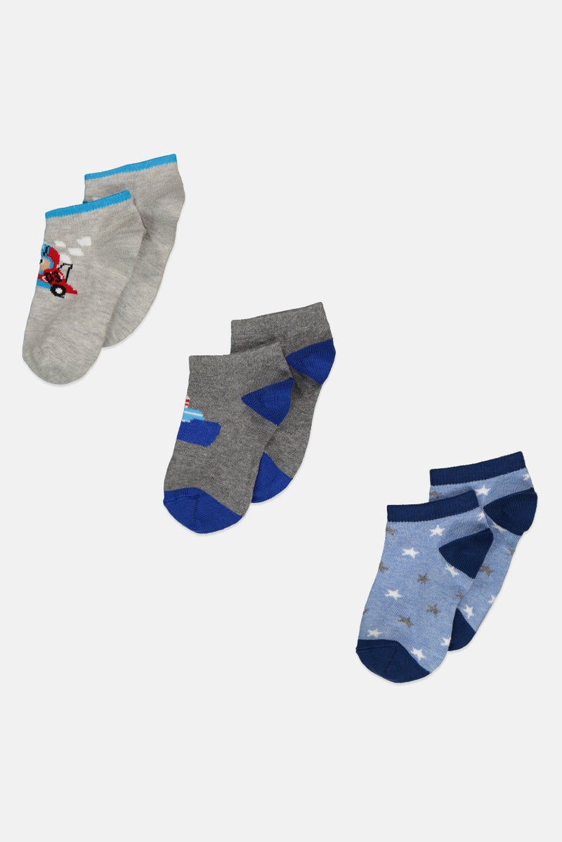 RBX Kids Boy 3 Pairs Printed Socks, Multicolor  - Image 1