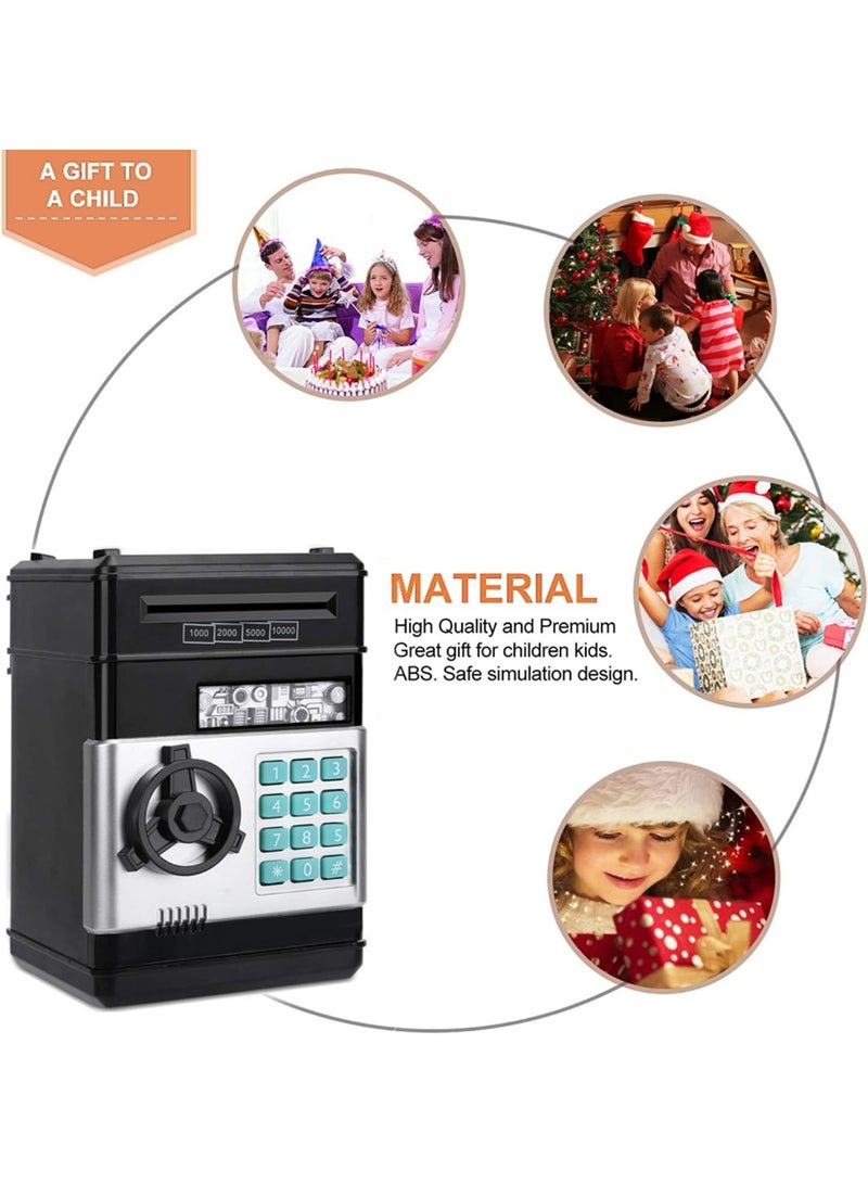 HIHILOOK Cartoon Electronic ATM Password Piggy Bank Cash Coin Jar Automatic Rolling Paper Saving Box Kids Gift (Black) - Image 5
