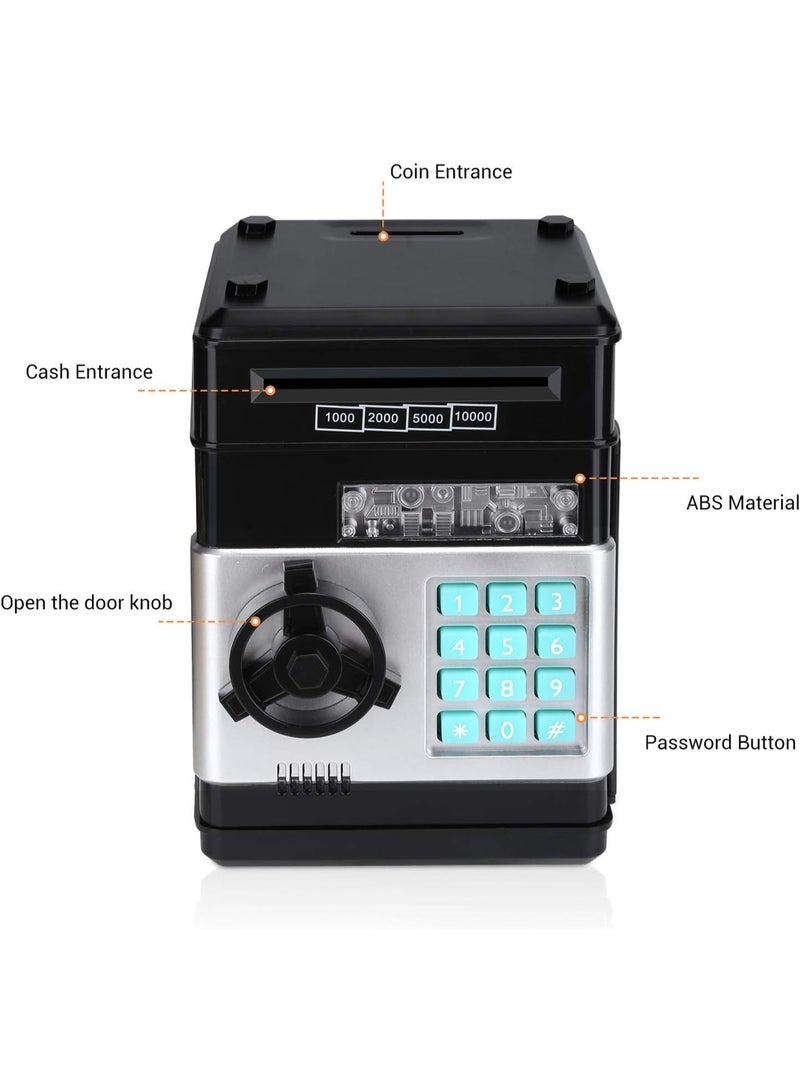 HIHILOOK Cartoon Electronic ATM Password Piggy Bank Cash Coin Jar Automatic Rolling Paper Saving Box Kids Gift (Black) - Image 2