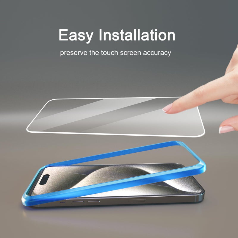 Ailun 3 Pack Screen Protector for iPhone 15 Plus [6.7 inch] + 3 Pack Camera Lens Protector with Installation Frame,Case Friendly Tempered Glass Film,[9H Hardness] - HD - Image 2