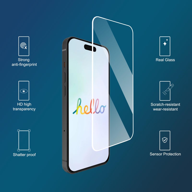Ailun 3 Pack Screen Protector for iPhone 15 Plus [6.7 inch] + 3 Pack Camera Lens Protector with Installation Frame,Case Friendly Tempered Glass Film,[9H Hardness] - HD - Image 3