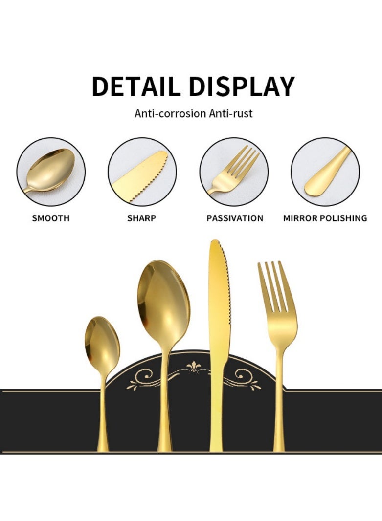 24-Piece Stainless Steel Cutlery Set Kitchen Utensils Set For Home Kitchen Restaurant Hotel Gatherings Picnic Dining - Image 3