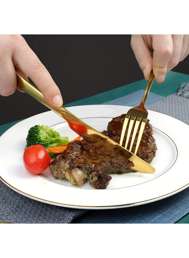 24-Piece Stainless Steel Cutlery Set Kitchen Utensils Set For Home Kitchen Restaurant Hotel Gatherings Picnic Dining - Image 5