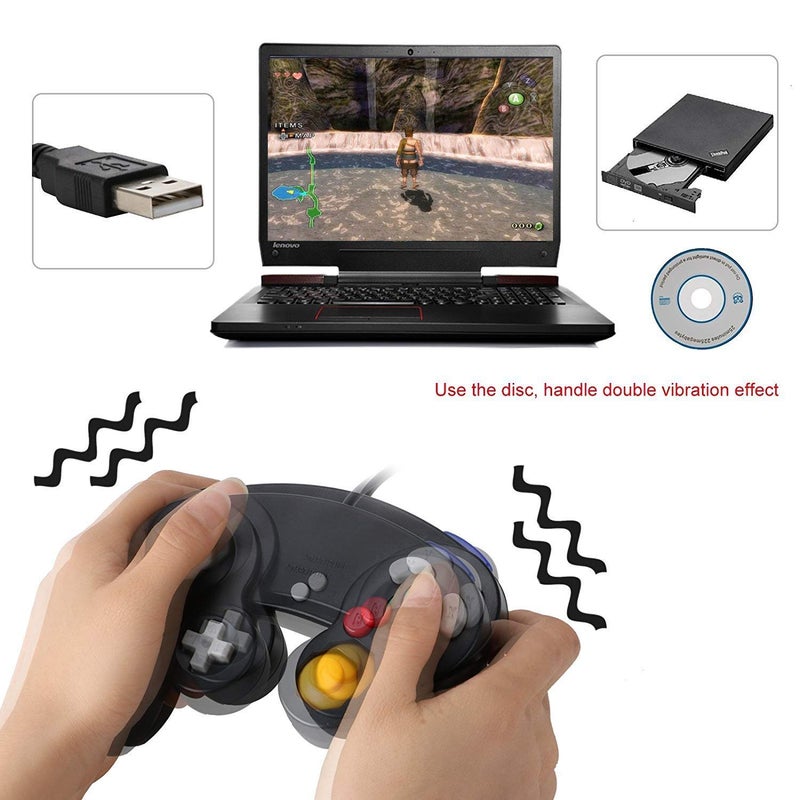 Arrocent وحدة تحكم GC، بديل لوحدة تحكم Gamecube، متوافقة مع وحدة تحكم USB سلكية/PC ويندوز 7 8 10 (أسود) - Image 3