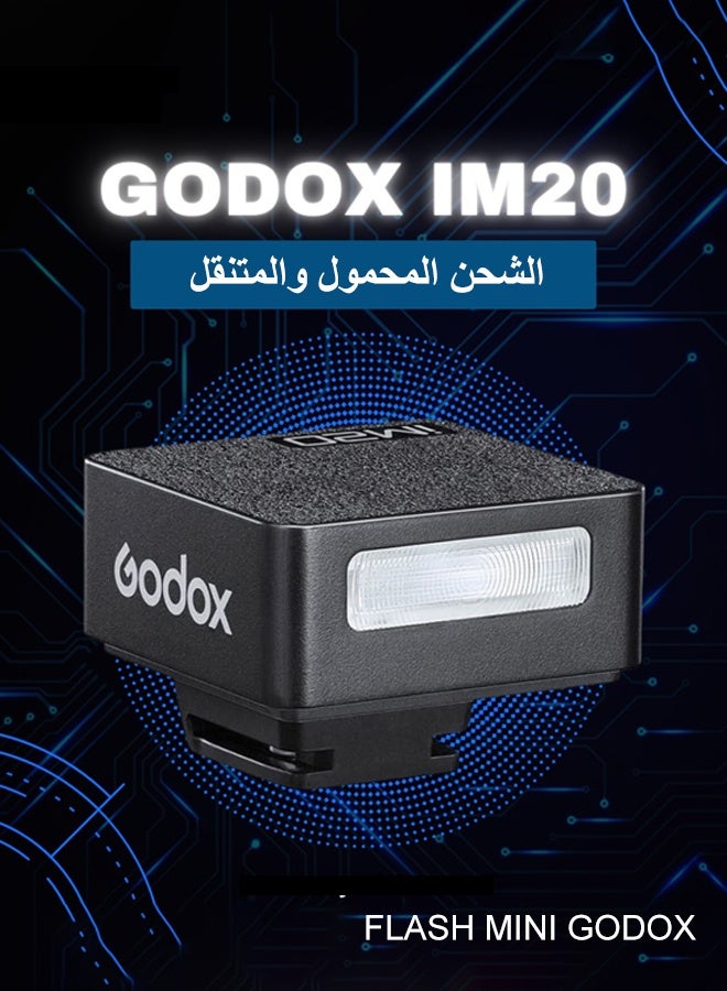 Godox iM20 Mini Flash for Camera with 470mAh Batter 440 Full-Power Flash 5 Levels Mini Flash Speedlite for Sony zve10 Sony zv1 Ricoh gr3 Canon Nikon Fuji Olympus Camera (iM20) - Image 1