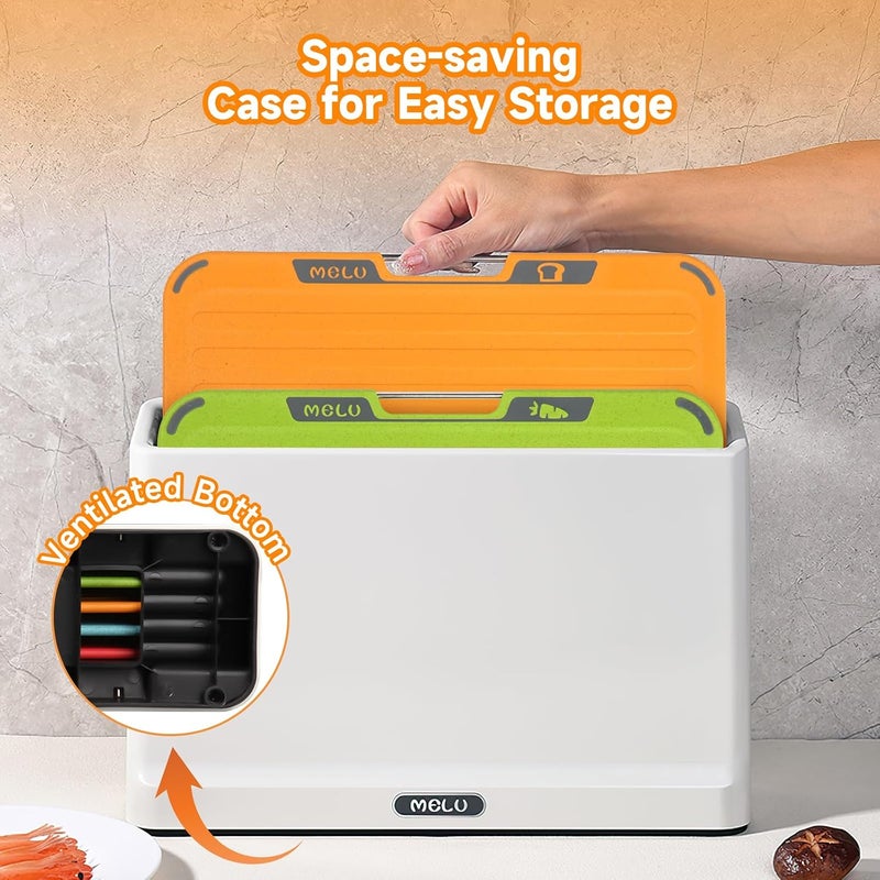 Hahamiya Chopping Board Set 4PCs Cutting Boards Kit with Food Icons and Storage Stand,Non-Toxic BPA Free,Plastic Non-slip Durable 4 Color Coded Chopping Board Set for Kitchen for Meat Vegetable Fruit Fish - Image 5