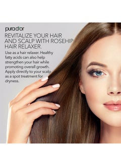 Pura d'or Organic Rosehip Seed Oil Hair Relaxer (4 Oz X3 = 12 Oz) 100% Pure Cold Pressed Usda Certified All Natural Antiaging Acne Scar Treatment Gua Sha Massage Face Hair & Skin Women & Men  - Image 2