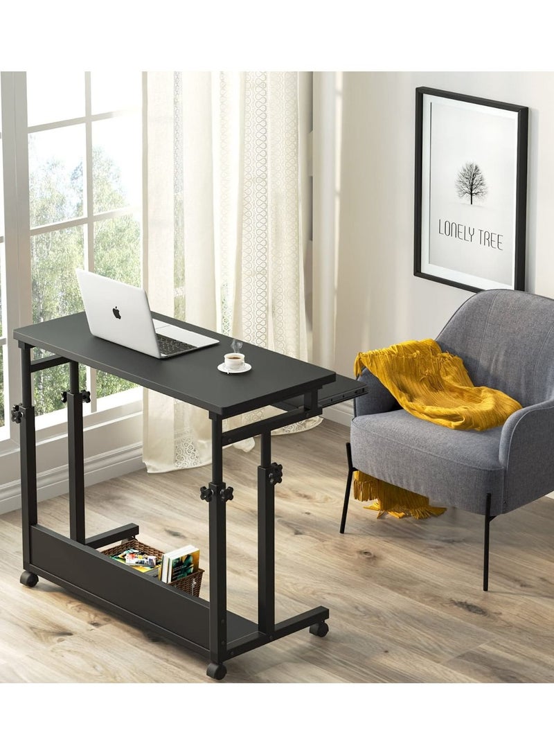 طاولة سرير المستشفى لأجهزة الكمبيوتر، طاولة قابلة للتعديل في الارتفاع فوق السرير، عربة لابتوب، طاولة طعام، طاولة طبية متحركة، بجانب السرير مع عجلات للاستخدام المنزلي - Image 3