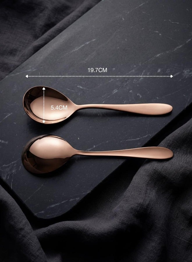 BLACKCARROT Rose Gold Serving Spoon Set of 2 | 4mm Thickness Serving Spoons | 304 Food Grade Stainless Steel | Dishwasher Safe for Home & Kitchen - Image 4
