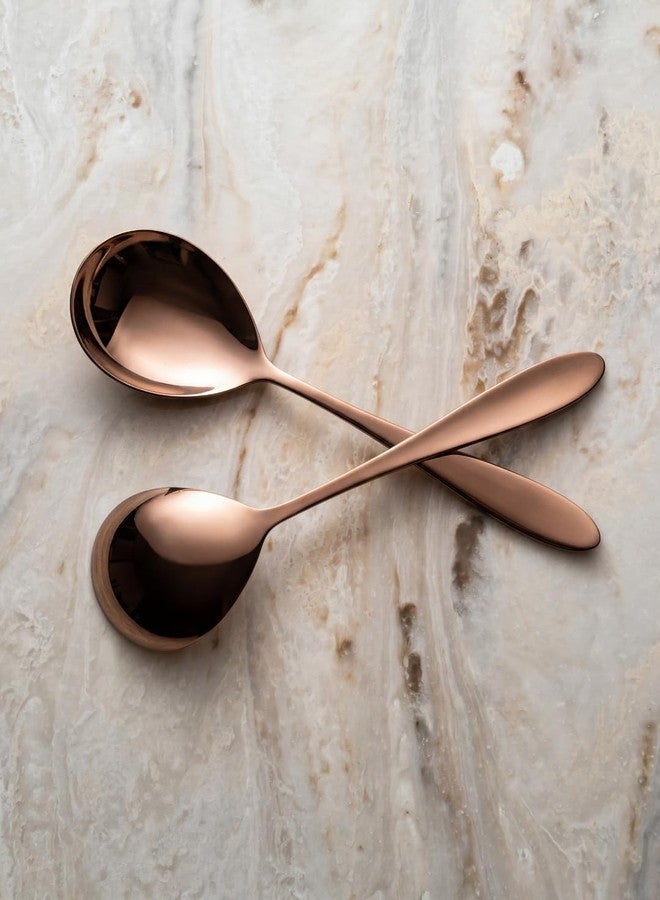 BLACKCARROT Rose Gold Serving Spoon Set of 2 | 4mm Thickness Serving Spoons | 304 Food Grade Stainless Steel | Dishwasher Safe for Home & Kitchen - Image 1