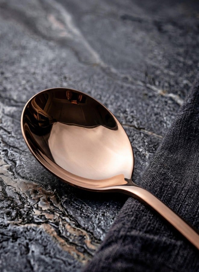 BLACKCARROT Rose Gold Serving Spoon Set of 2 | 4mm Thickness Serving Spoons | 304 Food Grade Stainless Steel | Dishwasher Safe for Home & Kitchen - Image 3