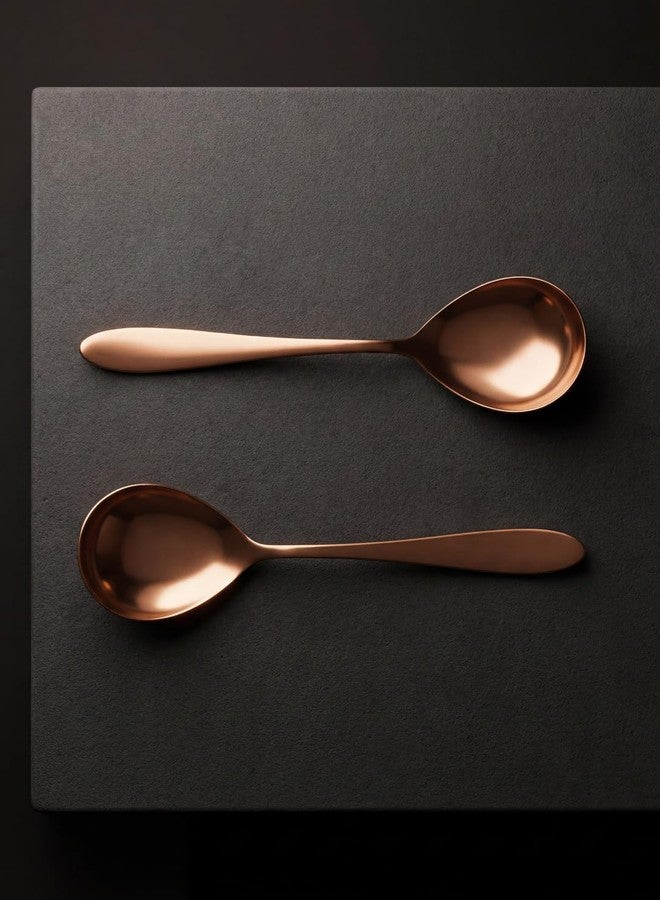 BLACKCARROT Rose Gold Serving Spoon Set of 2 | 4mm Thickness Serving Spoons | 304 Food Grade Stainless Steel | Dishwasher Safe for Home & Kitchen - Image 2