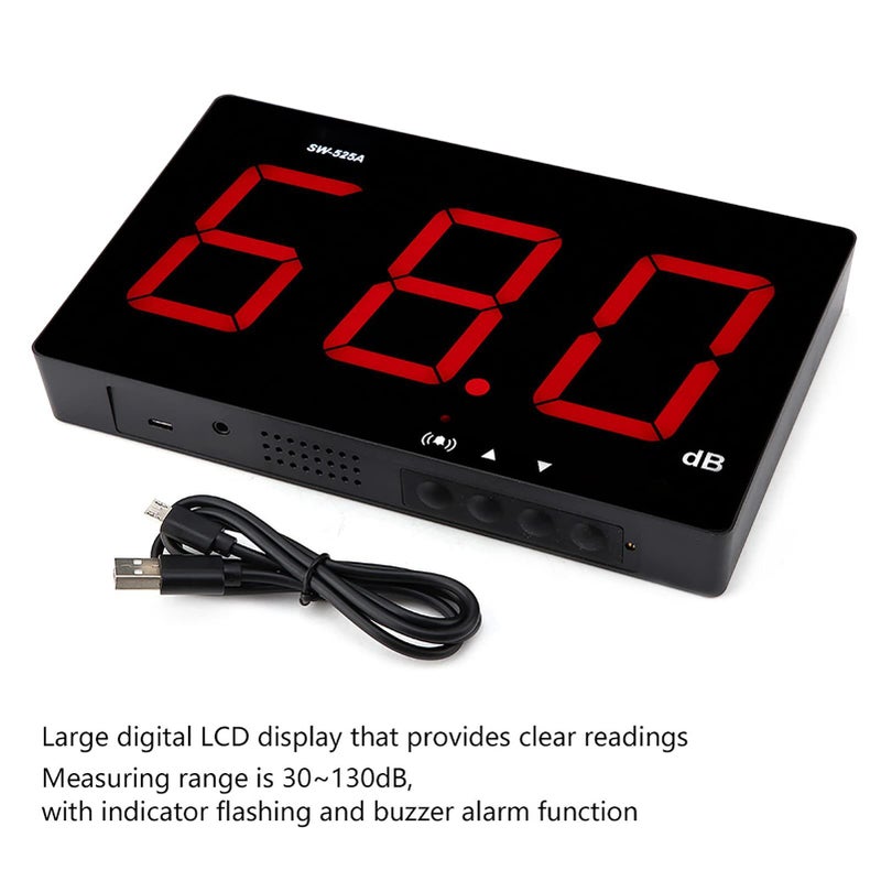 SW 525A Wall Mounted Sound Level Meter 30 130dB LCD Display Flashing Buzzer Alarm - Image 4
