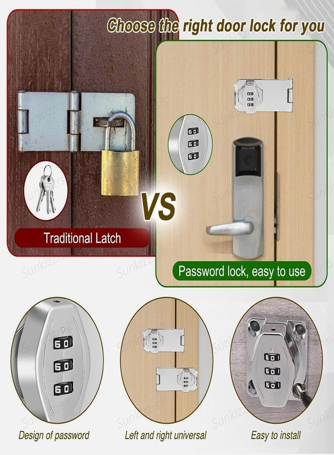 doville 3-Digit Password Wardrobe Lock-Keyless Household Cabinet Locks-Combination Lock for Showcase-Zinc Alloy Twist Knob Hasp Latch Lock for Kitchen Drawers/Cabinets/Cupboard (Silver, 4 Inch) - Image 3