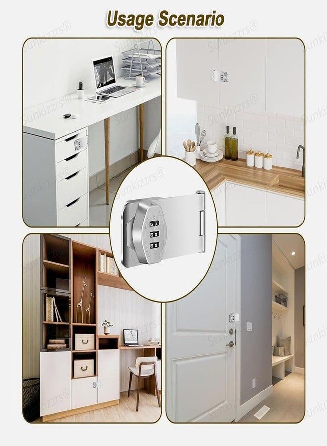 doville 3-Digit Password Wardrobe Lock-Keyless Household Cabinet Locks-Combination Lock for Showcase-Zinc Alloy Twist Knob Hasp Latch Lock for Kitchen Drawers/Cabinets/Cupboard (Silver, 4 Inch) - Image 4