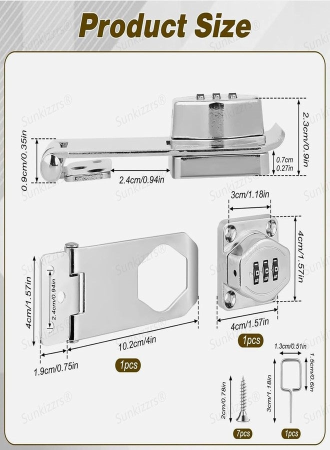 doville 3-Digit Password Wardrobe Lock-Keyless Household Cabinet Locks-Combination Lock for Showcase-Zinc Alloy Twist Knob Hasp Latch Lock for Kitchen Drawers/Cabinets/Cupboard (Silver, 4 Inch) - Image 5