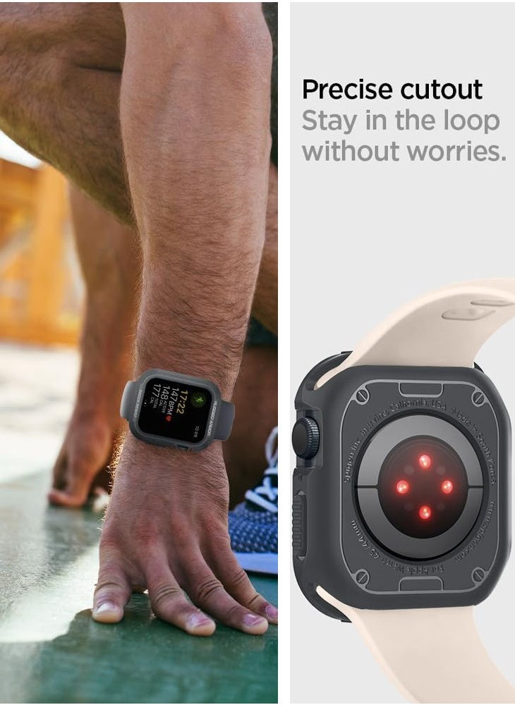 Spigen غطاء حماية متين لساعة Apple Watch Series 9/8/7 (45 ملم) وSeries SE2/6/SE/5/4 (44 ملم) - رمادي داكن  - Image 3