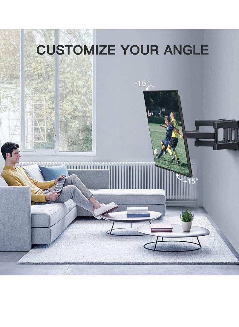 Full Motion TV Wall Mount for Most 32-80 inch TV, Swivel and Tilt TV Mount with Rugged Double Arm Bracket, Universal TV Stand Holds Up to 40kg, VESA 600x400mm - Image 2