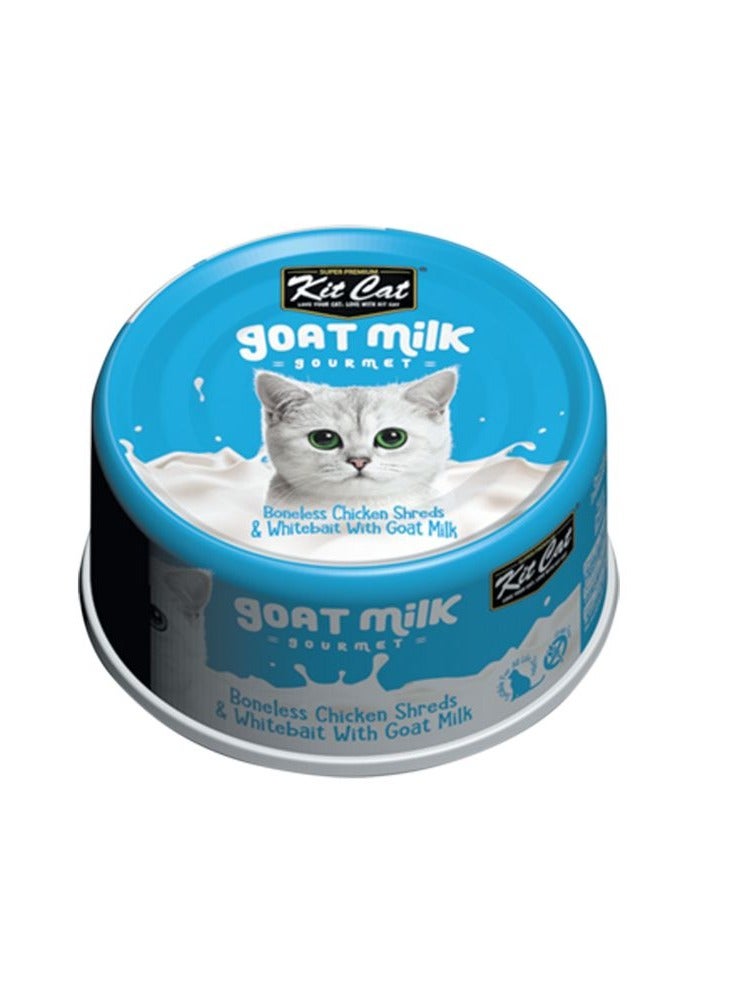 Kit Cat Cat Wet Food Boneless Chicken Shreds And Whitebait With Goat Milk 70g Pack Of 6 - Image 2