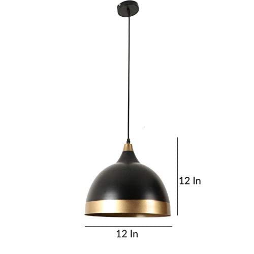 kinis KIN-722 Dome Hanging Light Black with Gold Shade Modern Ceiling Pendant Lamp Adjustable Cord Ceiling Light for Bedroom Living Dining Room (Pack of 1, Without Bulb) - Image 4