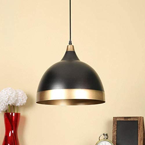 kinis KIN-722 Dome Hanging Light Black with Gold Shade Modern Ceiling Pendant Lamp Adjustable Cord Ceiling Light for Bedroom Living Dining Room (Pack of 1, Without Bulb) - Image 2