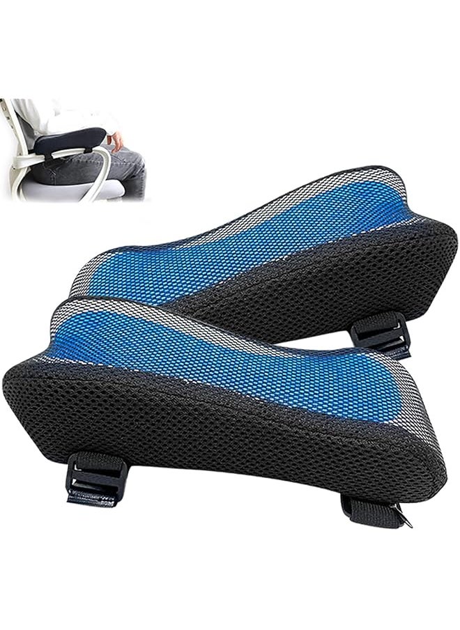 Armrest Pad Memory Foam Elbow Pillow Ergonomic Arm Rest Cover Pillow Comfy Forearm Support Cushion Pads With Cooling Gel Breathable Mesh Cover For Universal Office Gaming Chair Pressure Relief 2 Pcs
