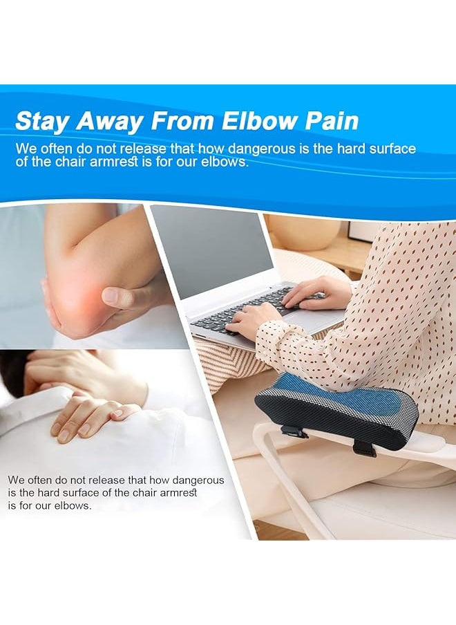 Armrest Pad Memory Foam Elbow Pillow Ergonomic Arm Rest Cover Pillow Comfy Forearm Support Cushion Pads With Cooling Gel Breathable Mesh Cover For Universal Office Gaming Chair Pressure Relief 2 Pcs
