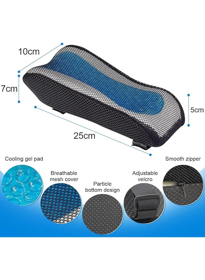 Armrest Pad Memory Foam Elbow Pillow Ergonomic Arm Rest Cover Pillow Comfy Forearm Support Cushion Pads With Cooling Gel Breathable Mesh Cover For Universal Office Gaming Chair Pressure Relief 2 Pcs