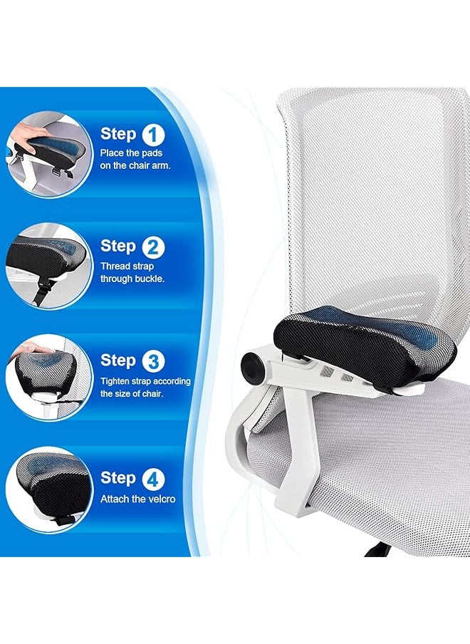 Armrest Pad Memory Foam Elbow Pillow Ergonomic Arm Rest Cover Pillow Comfy Forearm Support Cushion Pads With Cooling Gel Breathable Mesh Cover For Universal Office Gaming Chair Pressure Relief 2 Pcs