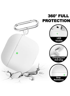 SZOXST Compatible with AirPods 4 Case Cover, Soft Silicone Shockproof Covers for Airpods 4th Generation 2024 Cases with Keychain and Cleaning Kit Front LED Visible for Women and Men White  - Image 2