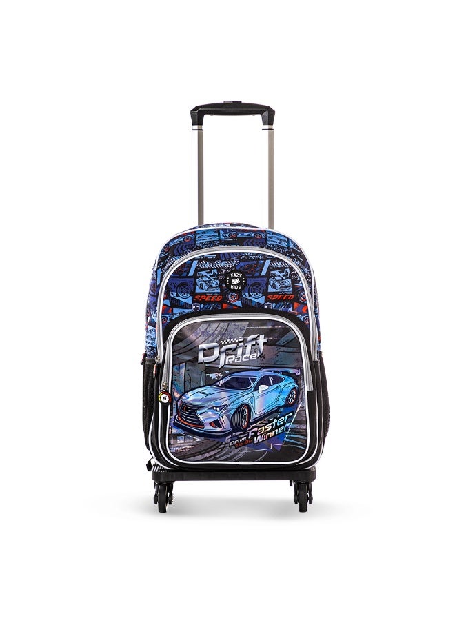 Eazy Kids Eazy Kids 18" Set of 4 Backpack w/ 4 Wheel Trolley, Lunch Bag and Pencil Case - Car Racing  - Image 2