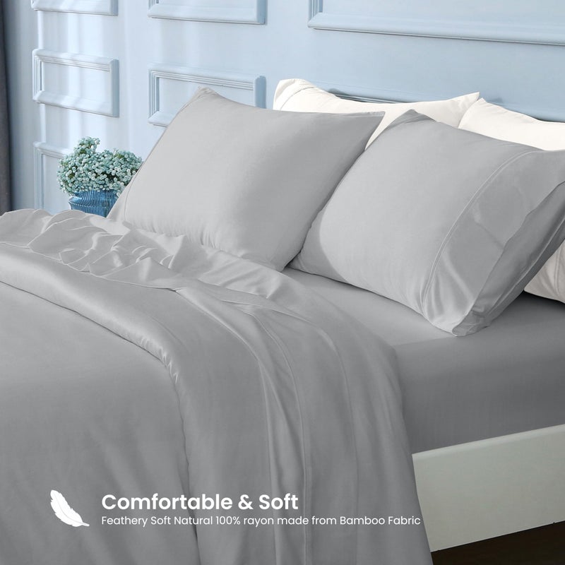 GOKOTTA 100% Rayon Derived from Bamboo Pillow Cases 2 Pack  Soft Envelope Pillowcases (Grey  Standard) - Image 3