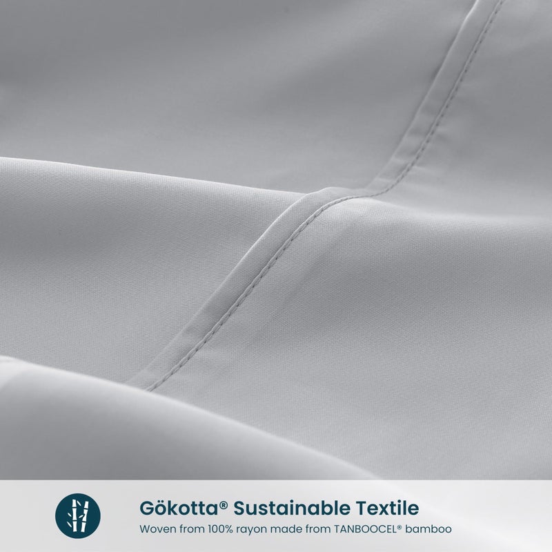 GOKOTTA 100% Rayon Derived from Bamboo Pillow Cases 2 Pack  Soft Envelope Pillowcases (Grey  Standard) - Image 4