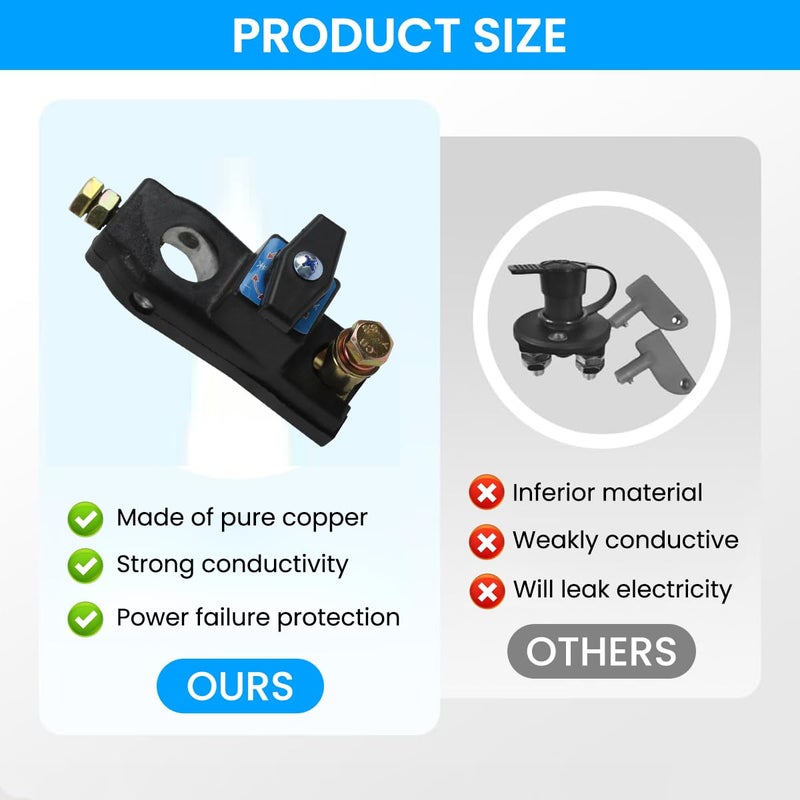STHIRA 12/24V Battery Disconnect Mechanical Switch Prevents Battery Drain & Maintenance Manual Battery Cutt-Off Switch For Vehicles, Trucks, Motorcycles, 8_Way, Rvs, Boats, Black - Image 4