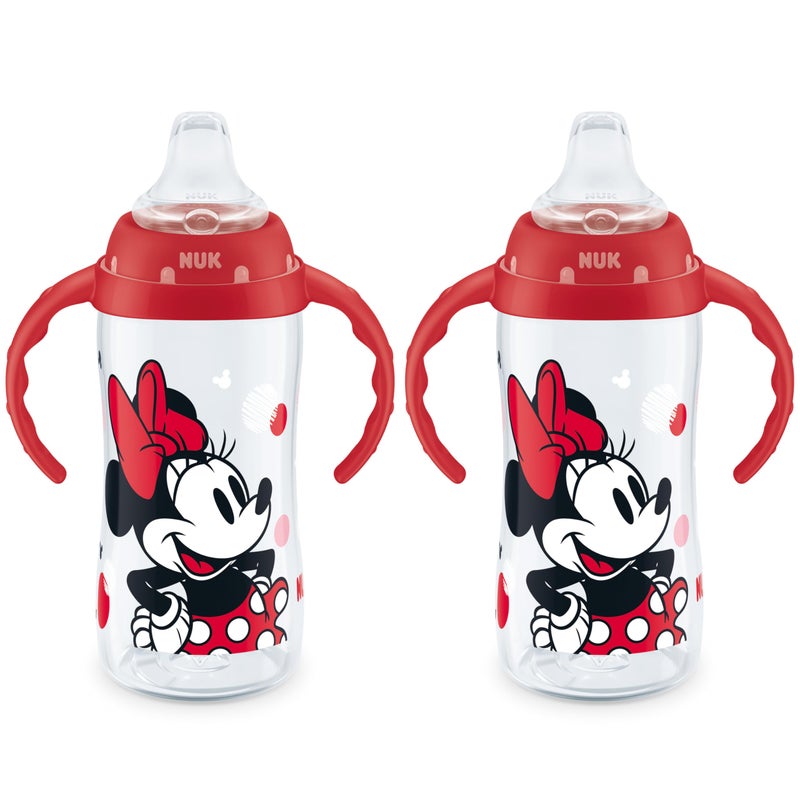 NUK Learner Cup, 10 Oz, Pack of 2, Minnie Mouse â€“ Soft Spout, Easy-Grip Handles, BPA Free, Spill Proof Transition Sippy Cup - Image 1