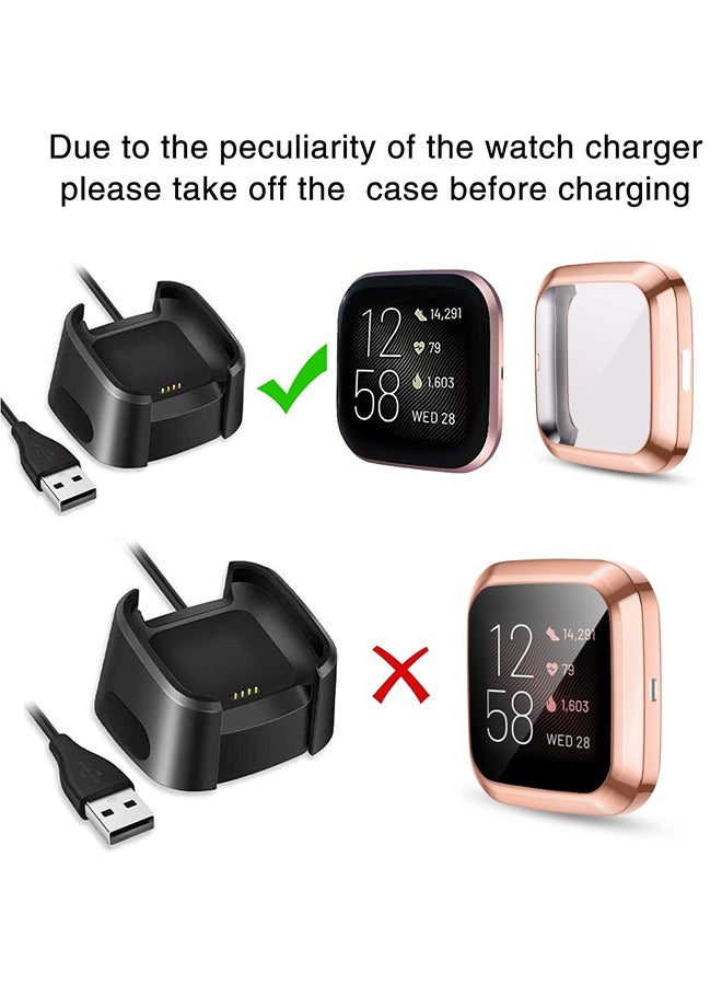 HY Screen Protective Case Compatible with Fitbit Versa 2 Smartwatch, 3-Pack Ultra-Thin Slim Soft TPU Protective Case All-Around Full Cover Cases for Fitbit Versa 2 Watch, Black/Pink/Rose Gold  - Image 3