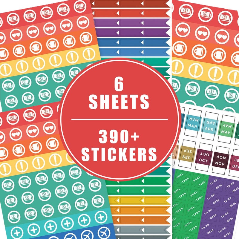 Papercode The Simple Elephant Stickers - Productivity Planner Stickers - Perfect Fit with Planners, Journals, Agendas - Variety Pack with Calendar Tabs, Events, Flags - 6 Sheets - 392 Stickers - Image 5