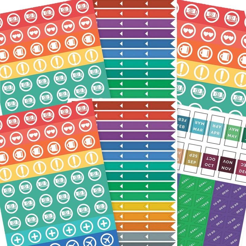 Papercode The Simple Elephant Stickers - Productivity Planner Stickers - Perfect Fit with Planners, Journals, Agendas - Variety Pack with Calendar Tabs, Events, Flags - 6 Sheets - 392 Stickers - Image 1