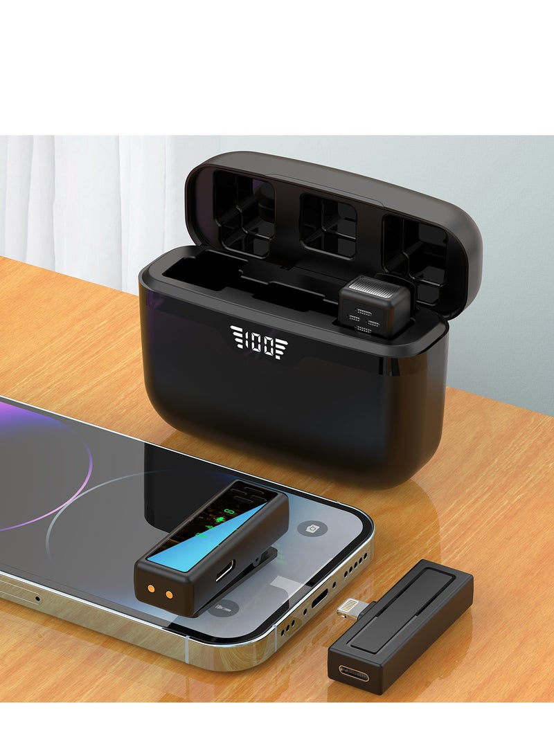 Wireless Lavalier Microphone, for iPhone iPad, 48H Battery Life, 2-in-1 Plug-Play Clip with Charging Case for Recording Interview Video Podcast Vlog  - Image 1