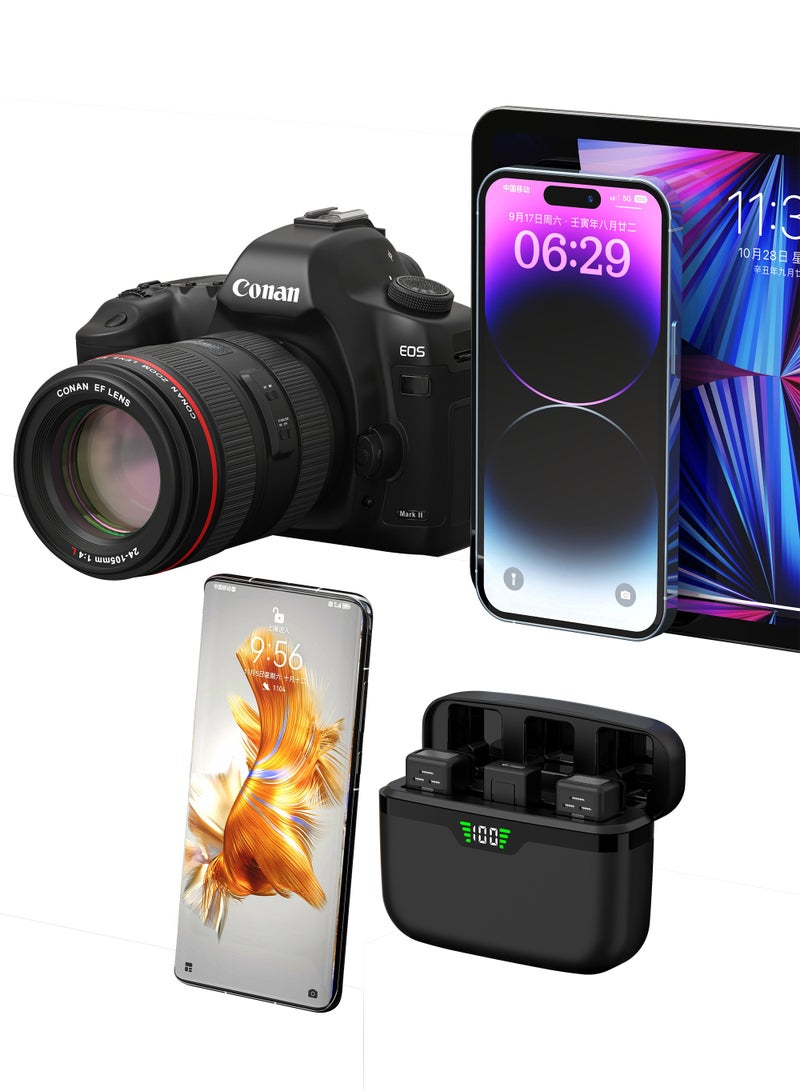 Wireless Lavalier Microphone, for iPhone iPad, 48H Battery Life, 2-in-1 Plug-Play Clip with Charging Case for Recording Interview Video Podcast Vlog  - Image 5