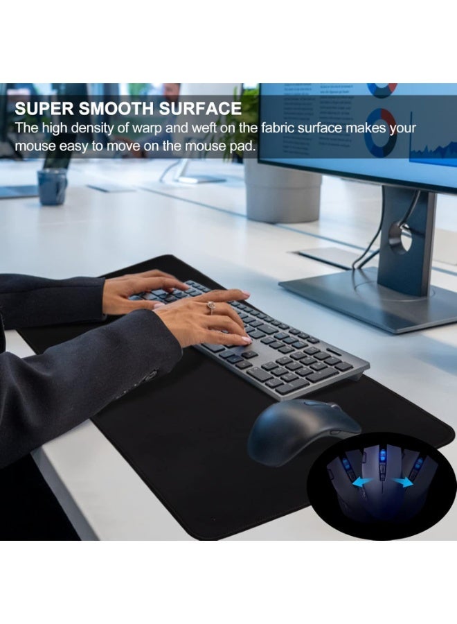 هينغ وسادة ماوس للألعاب، سجادة مكتب سوداء ممتدة مقاس XXL، قاعدة مطاطية غير قابلة للانزلاق، سطح أملس، 70 × 30 سم، سجادة ماوس ولوحة مفاتيح للألعاب والمكتب - Image 5