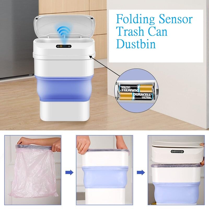 Burmy Bathroom Trash Can Induction Trash Can Creative Folding Trash Can for Kitchen Living Room Office Waste Bin Home Decoration 175L Large Capacity Trash Can - Image 2
