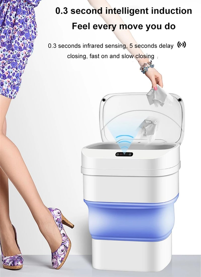 Burmy Bathroom Trash Can Induction Trash Can Creative Folding Trash Can for Kitchen Living Room Office Waste Bin Home Decoration 175L Large Capacity Trash Can - Image 4