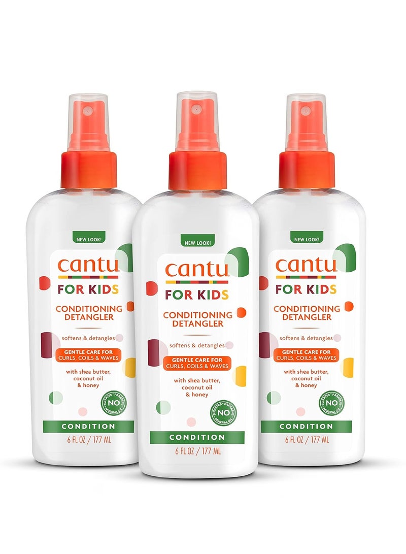 Cantu Care for Kids Paraben & Sulfate-Free Conditioning Detangler with Shea Butter, 6 fl oz (Pack of 3) (Packaging May Vary) - Image 1