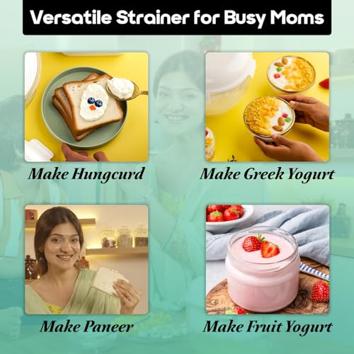 InstaCuppa Greek Yogurt Maker 2.5 Litres | BPA-Free Strainer & Container with Nylon Inner Mesh for Thick Homemade HungCurd | Ideal for Low Fat & High Protein Yogurt - Image 5