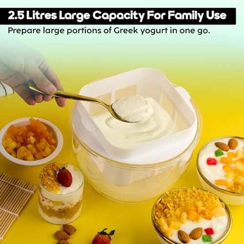 InstaCuppa Greek Yogurt Maker 2.5 Litres | BPA-Free Strainer & Container with Nylon Inner Mesh for Thick Homemade HungCurd | Ideal for Low Fat & High Protein Yogurt - Image 2
