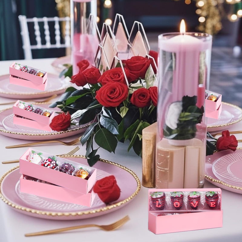 SLShePack 12Pcs 8x2.2x2 Inches Mcaron,Truffle,Chocolate Boxes Empty Bakery Boxes for Chocolate Covered Strawberry,Bonbon,Sweets & Party Favors - Image 5