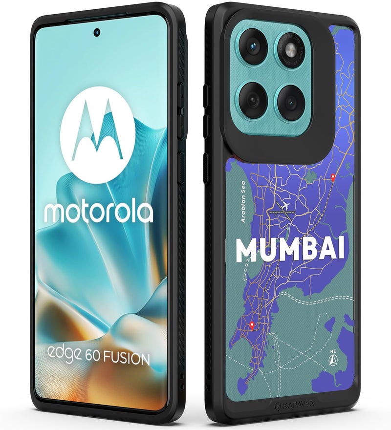 KAPAVER Impulse Back Cover Case Compatible for Motorola Edge 60 Fusion (PC + TPU) (GPS Mumbai-BS), Multicolour - Image 1