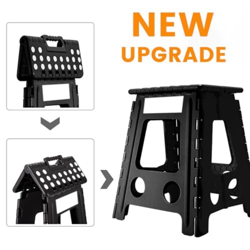 Folding Step Stool, 39CM Heavy Duty Step Stool Foldable for Adults, Stepping Stool with Handle, Non Slip Folding Stools, Hold Up to 180kg, Multi-Use Office Foot Stool under Desk - Image 2